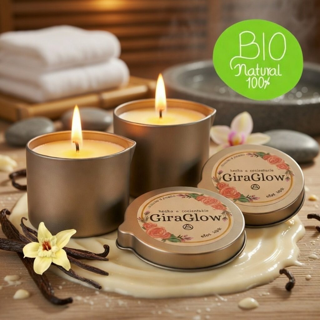 Dúo de Velas para Masaje Relajante Vainilla Dulce - Hidratación Profunda | GiraGlow - Imagen 4