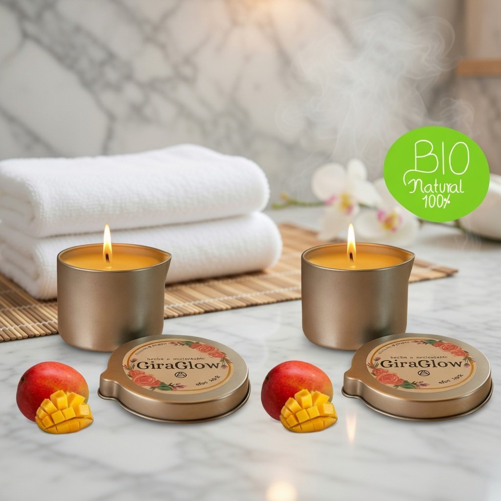 Pack 2 Velas para Masaje Mango Relajante100% Naturales | GiraGlow