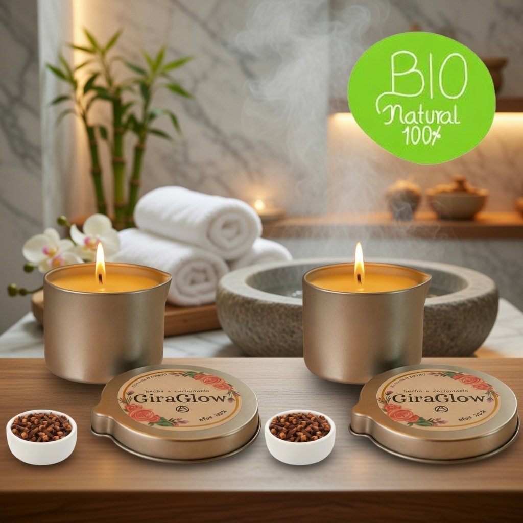 Pack de 2 Velas para masajes con aroma a Clavo de Olor Dulce | GiraGlow - Imagen 3
