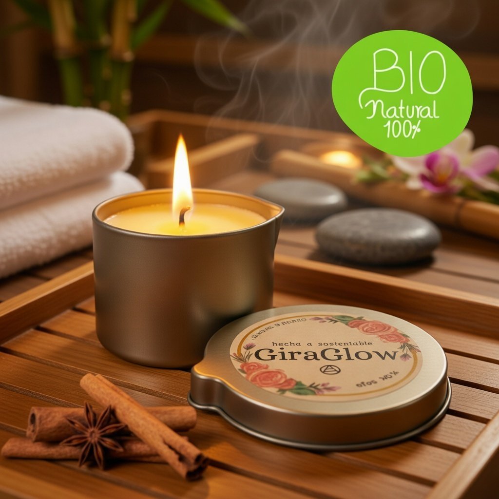 Vela de Masaje Relajante de Canela y Karité - 100% Natural | GiraGlow
