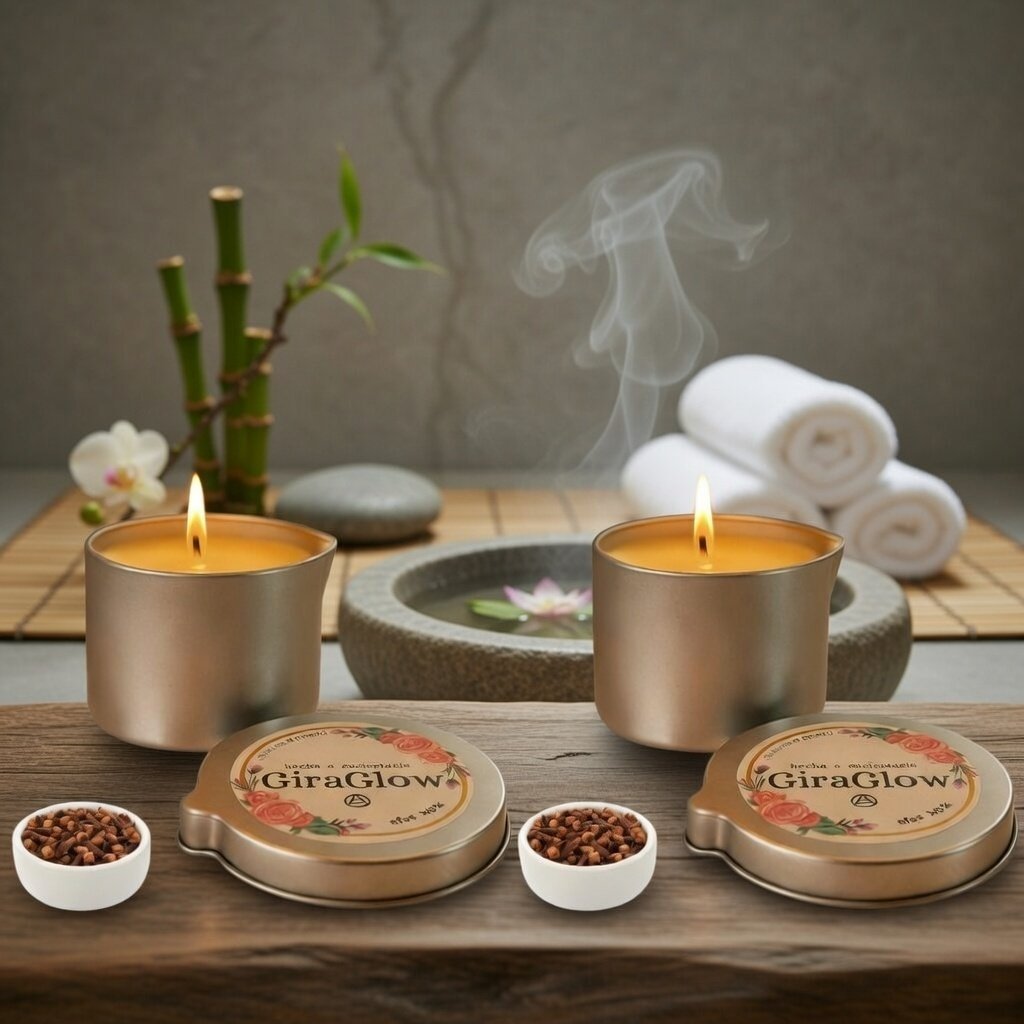 Pack de 2 Velas para masajes con aroma a Clavo de Olor Dulce | GiraGlow