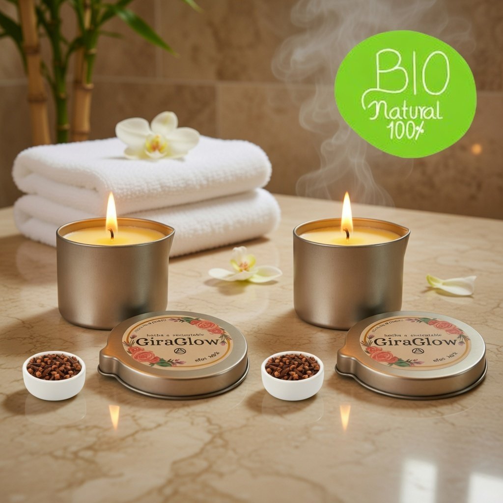 Pack de 2 Velas para masajes con aroma a Clavo de Olor Dulce | GiraGlow - Imagen 2